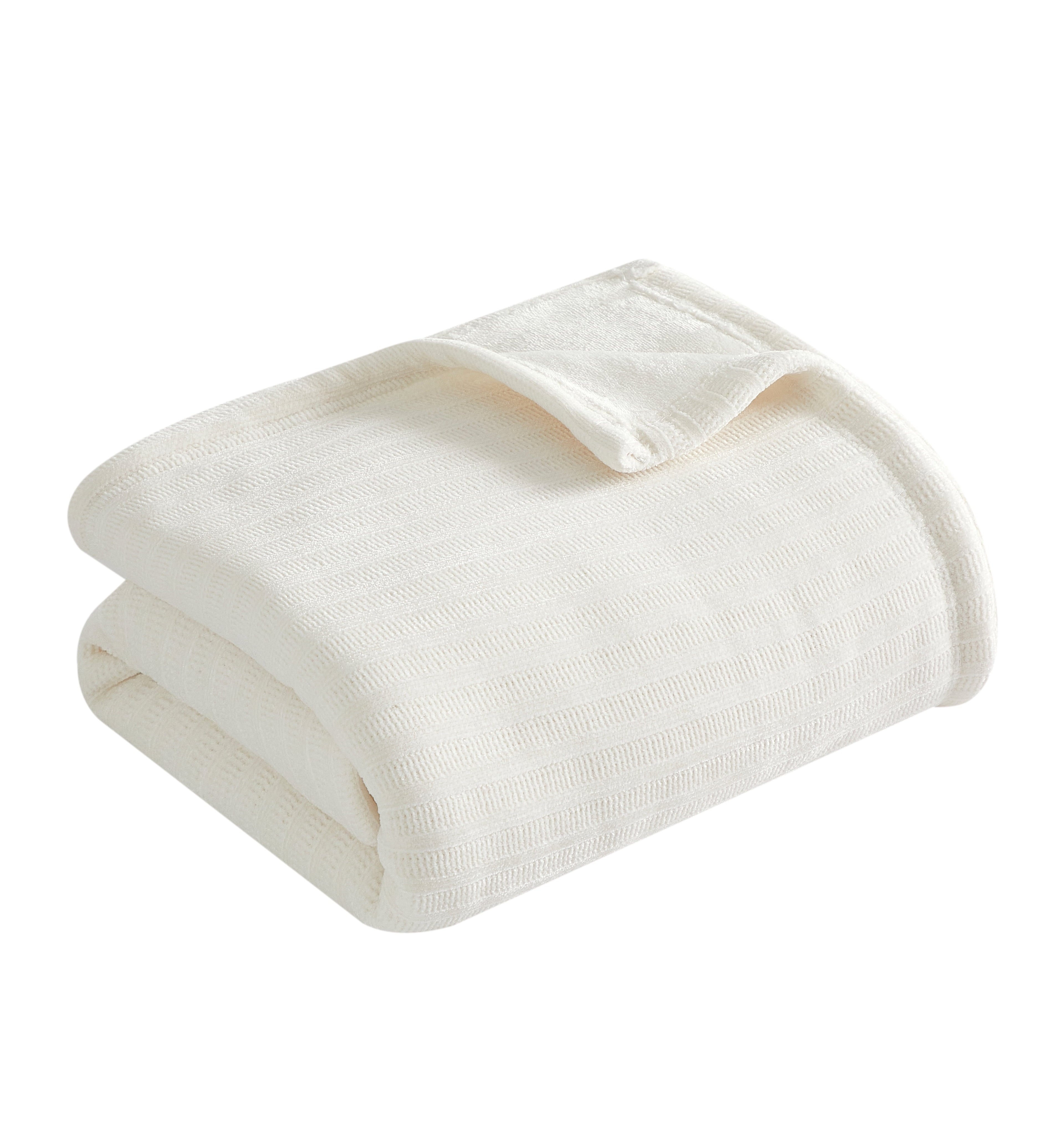 Cozy Chenille Reverse to Plush Soft Couch Throw, Vanilla Dream, Standard Size