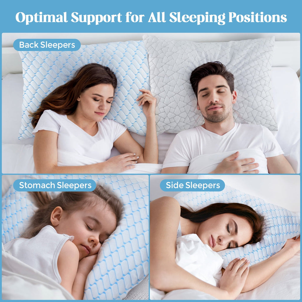 Shredded Memory Foam Pillows Standard Size Set of 2, Regulating Reversible Cooling Pillow Bed Pillow for Bed, Adjusta...