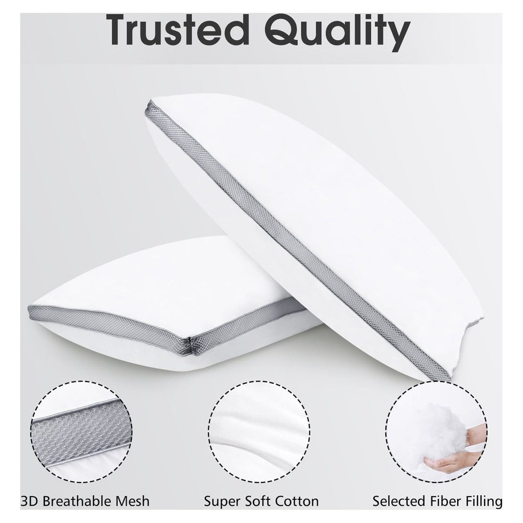 2 Pack Cotton Down Alternative Pillows,Queen Size Bed Pillows Gusseted Hypoallergenic
