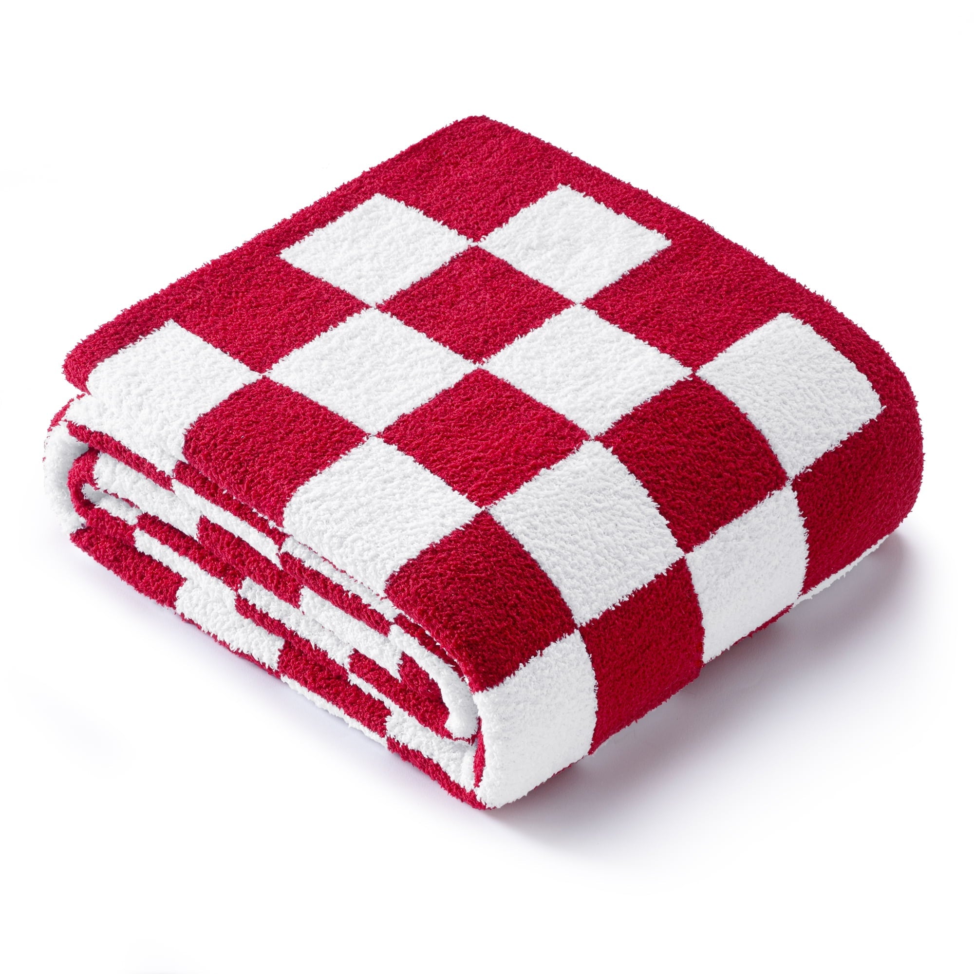 Checkered Knit Throw Blanket, Ultra Soft Cozy Fluffy Checkerboard Blankets, Lightweight Fuzzy Plush Throw for Couch a...