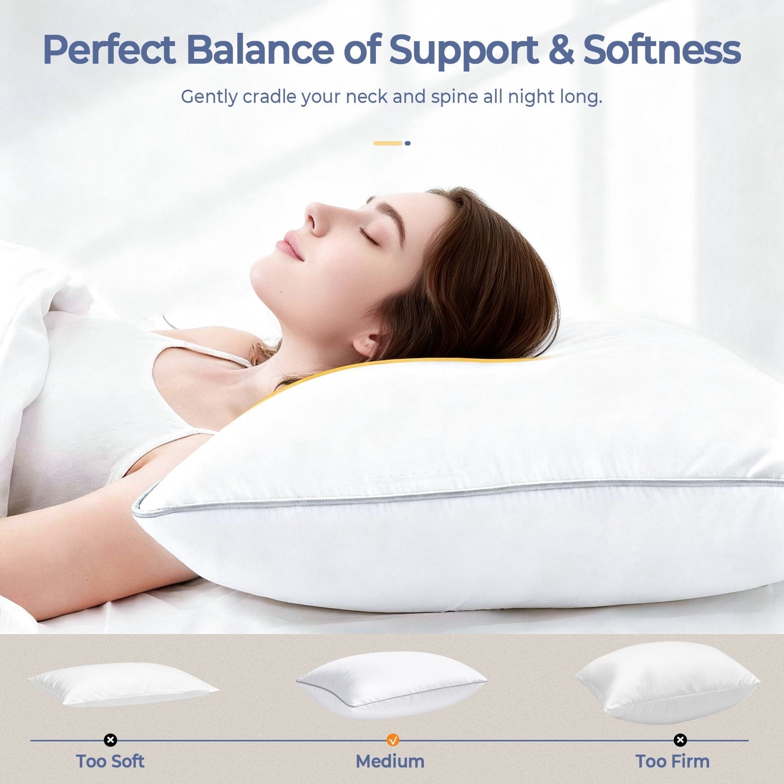 Pillows Queen Size Set of 2, Bed Pillows for Side and Back Sleepers, Soft Down Alternative Pillows, Hotel Quality and...