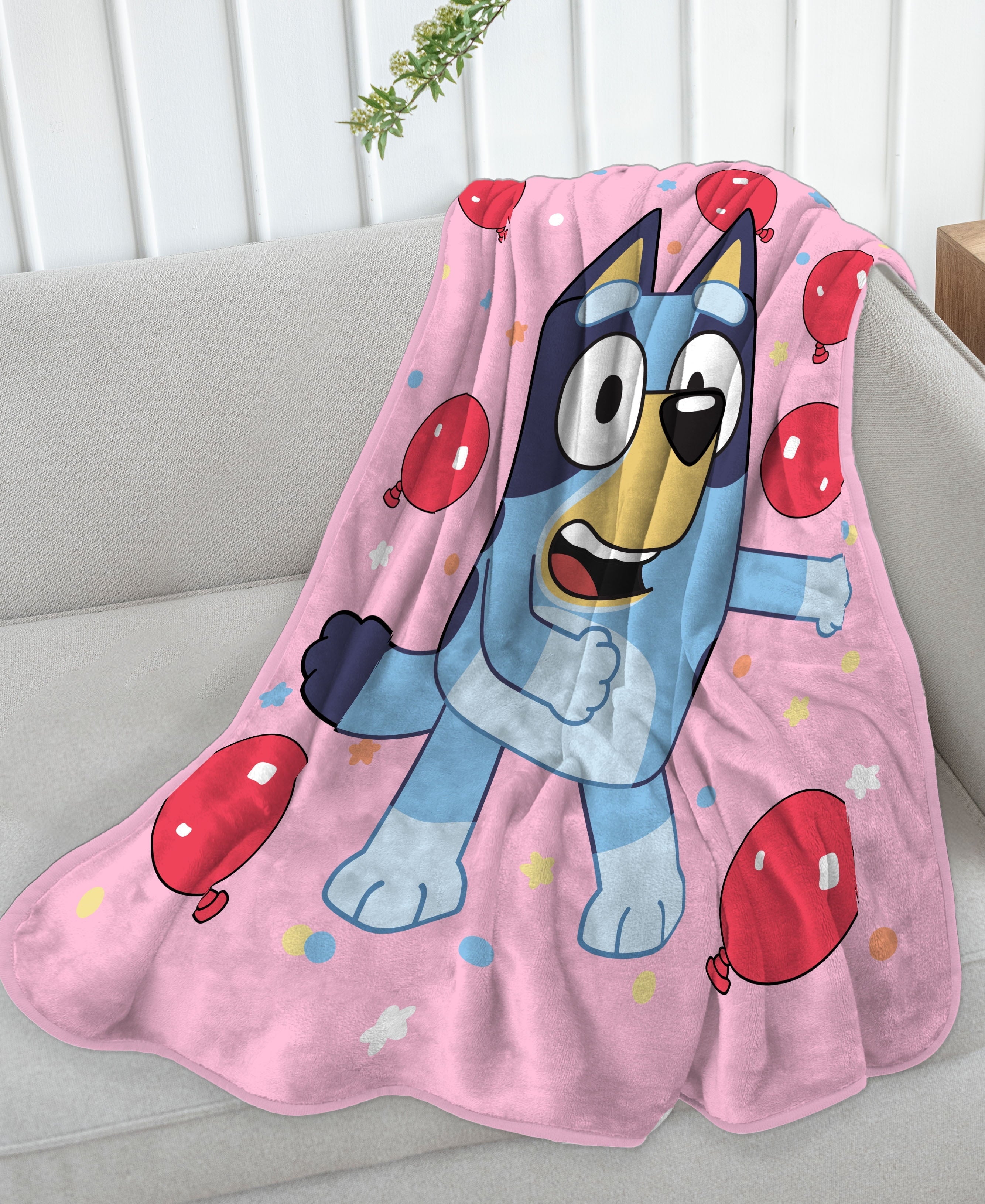 Balloon Party 46" x 60" Throw Blanket, Kids, Pink, Microfiber
