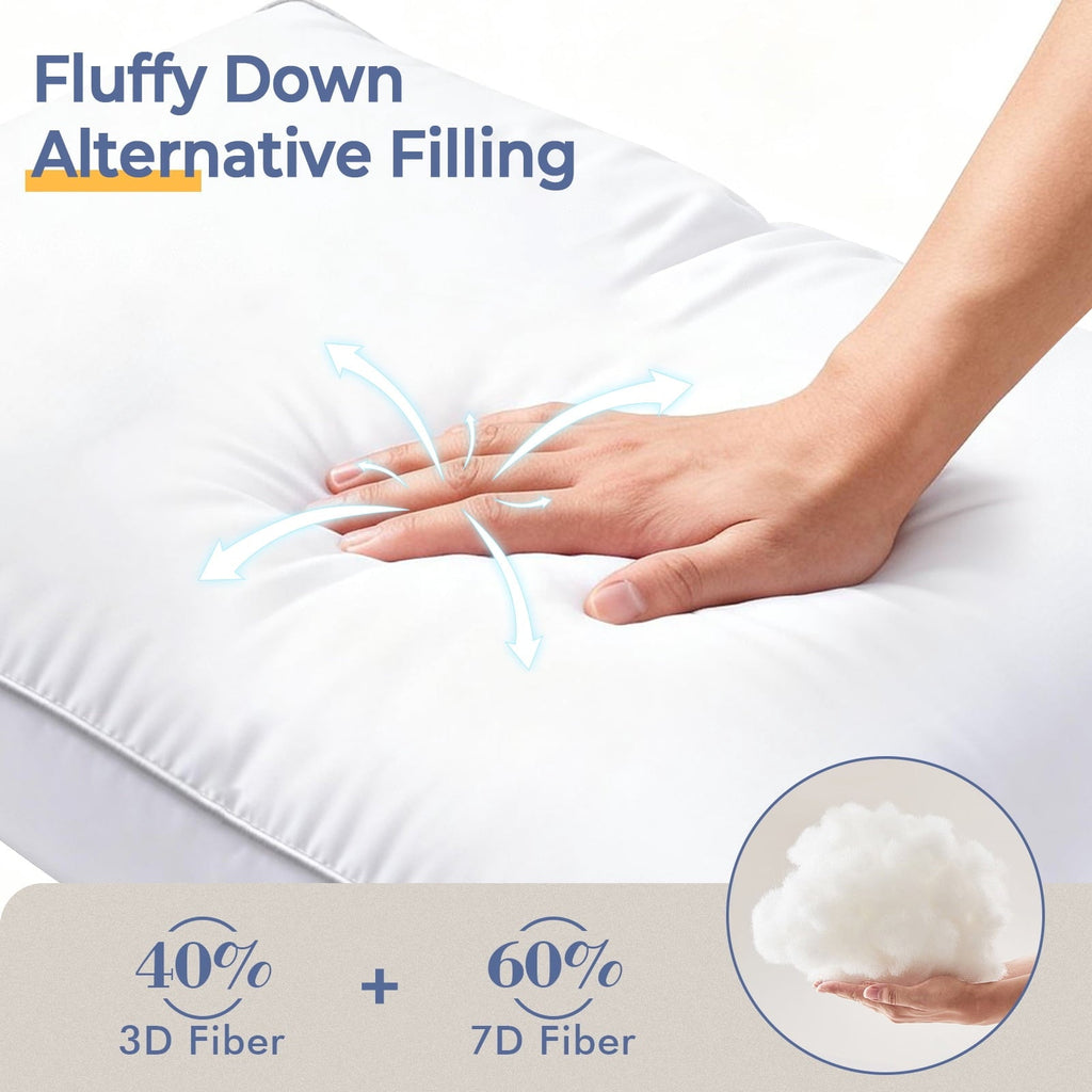 Pillows Queen Size Set of 2, Bed Pillows for Side and Back Sleepers, Soft Down Alternative Pillows, Hotel Quality and...