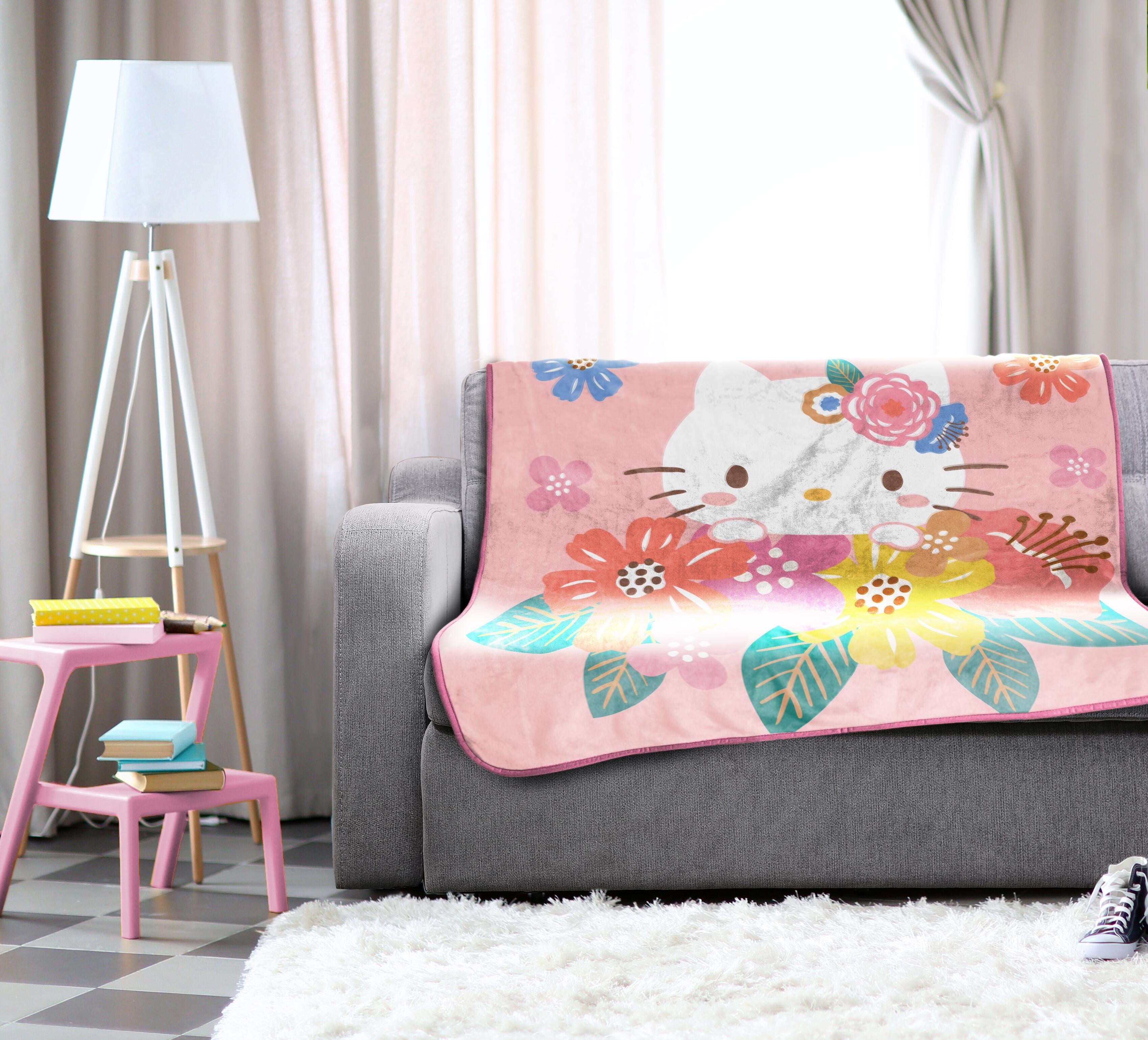Floral Grace 46 x 60 Coral Fleece Kids Throw Blanket - Soft Bedding Accessories