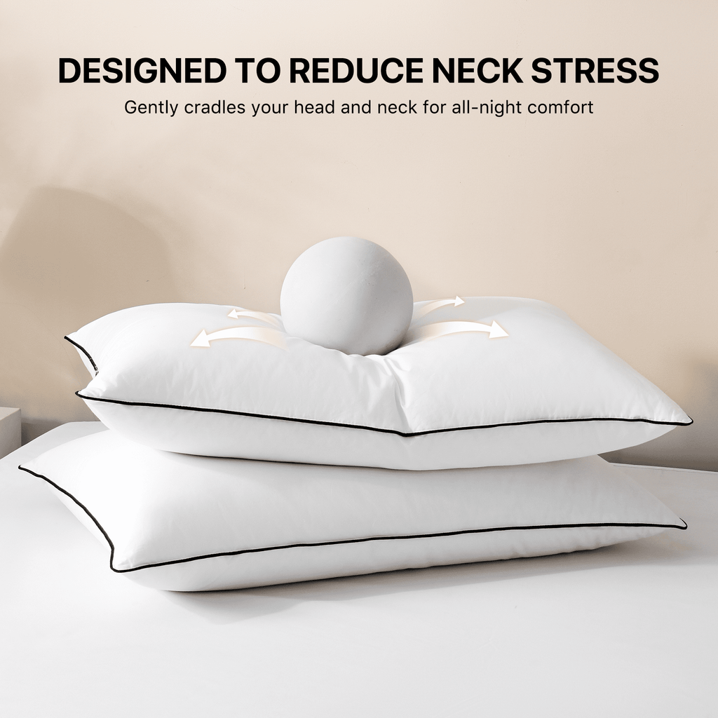 Feather Down Pillows Set of 2, Medium Firm Hotel Bed Pillow 2 Pack, Queen Size, 20 x 30 in.