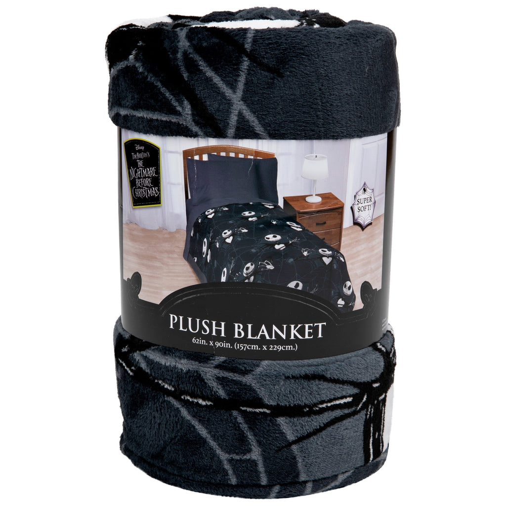 Nightmare Before Christmas Jack Skellington 62x90 Plush Throw Blanket, 100% Polyester
