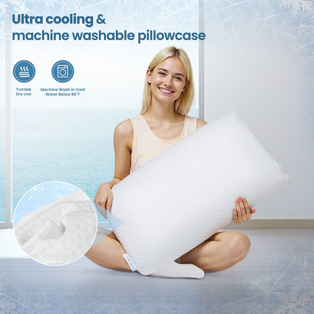 Gel Memory Foam Pillow for Bed, Adjustable Height Bed Pillow with 0.8" Removable Insert, Ergonomic Neck Support for S...