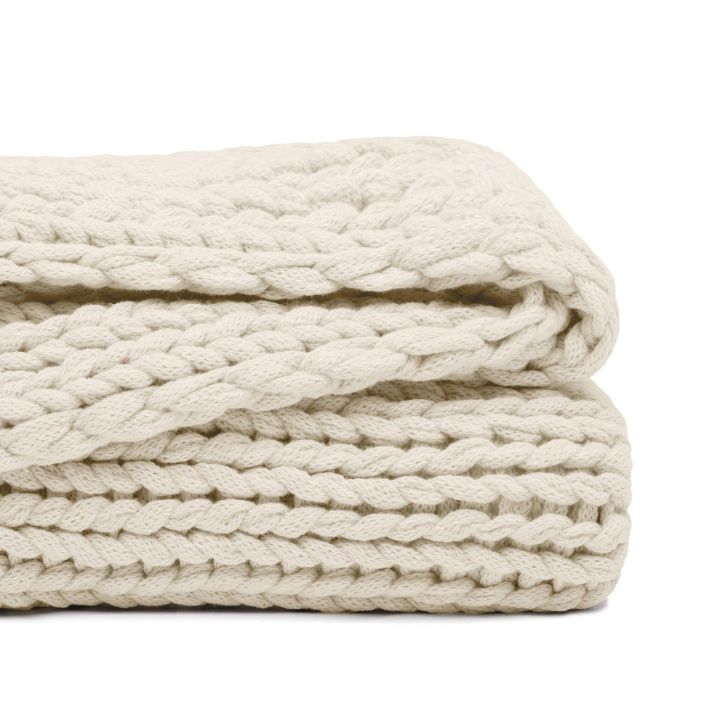 Soft & Cozy Chunky Hand-Knit Throw Blanket, Ivory