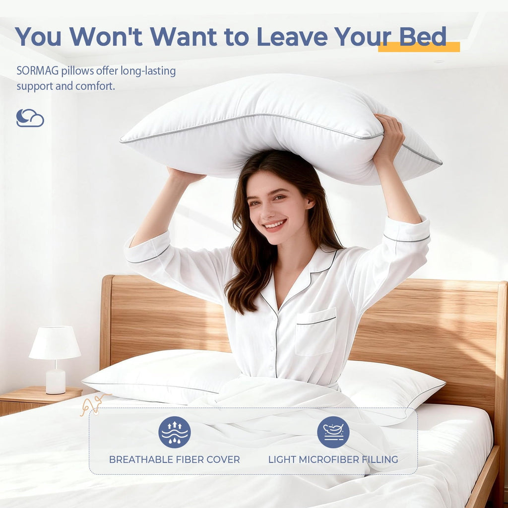 Pillows Queen Size Set of 2, Bed Pillows for Side and Back Sleepers, Soft Down Alternative Pillows, Hotel Quality and...