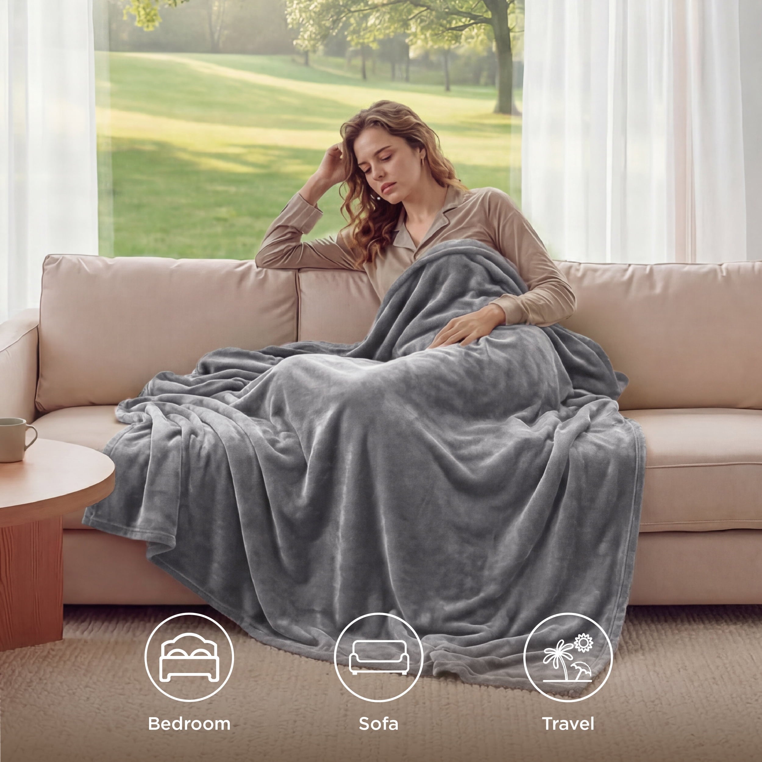 Fleece Throw Blanket for Couch Grey, Lightweight Plush Fuzzy Cozy Soft Blankets and Throws for Sofa, 50x60 inches