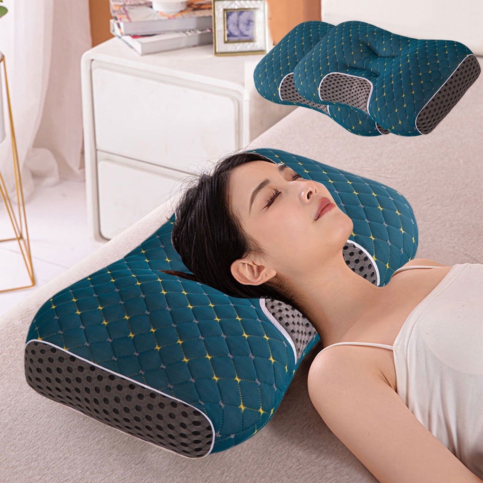 2-Pack Orthopedic Cervical Pillows For Deep Sleep Support - Non-Collapsing Memory Foam Pillow With Neck Pain Relief, ...